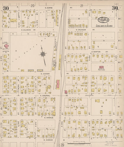 Sanborn Fire Insurance Map from Temple, Bell County, Texas (1922), Sheet #0030 - Complete Map Set gallery image, historic Sanborn map, vintage wall art, Texas Texas