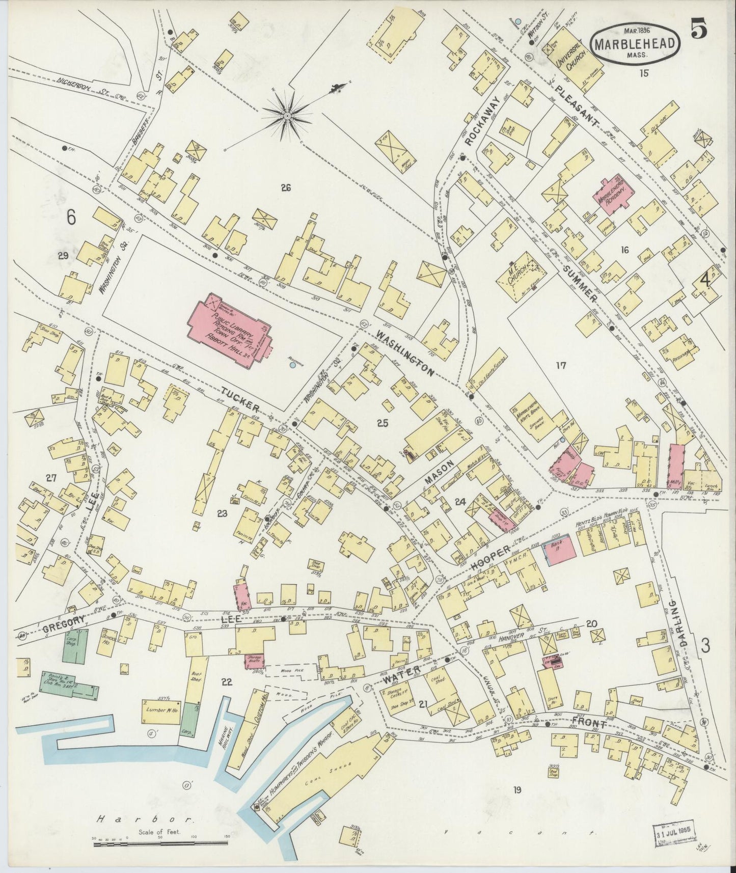 Sanborn Fire Insurance Map from Marblehead, Essex County, Massachusetts (1896), Sheet #0005 - Complete Map Set gallery image, historic Sanborn map, vintage wall art, Massachusetts Massachusetts