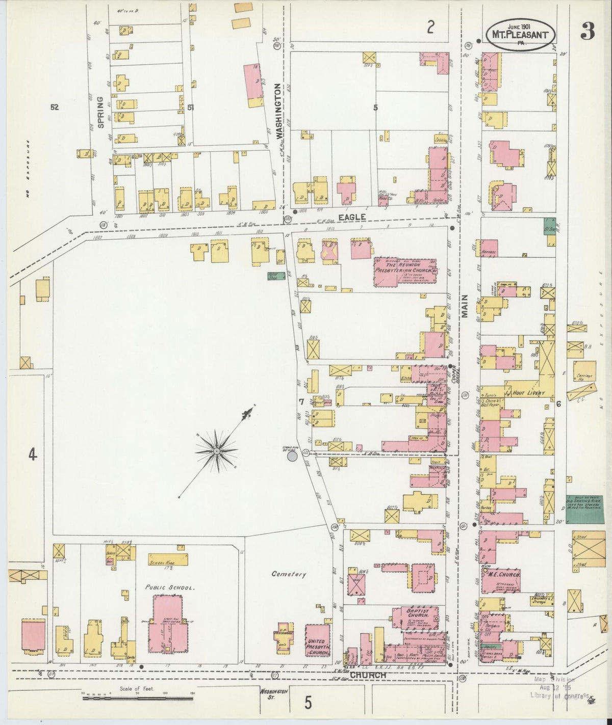 Sanborn Fire Insurance Map from Mount Pleasant, Westmoreland County, Pennsylvania (1901), Sheet #0003 - Historic Sanborn Fire Insurance Map Print, vintage old map wall art, antique decor, genealogy gift, Pennsylvania Pennsylvania map