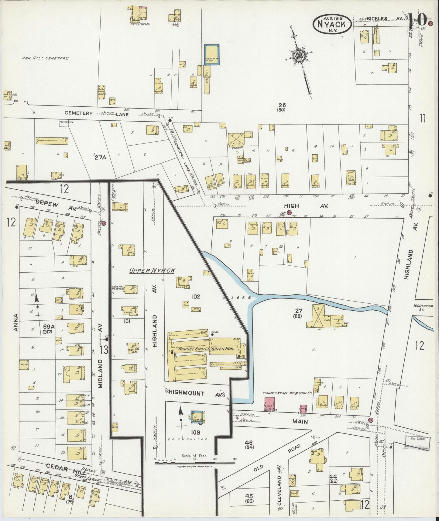 Sanborn Fire Insurance Map from Nyack, Rockland County, New York. (1919), Sheet #0010