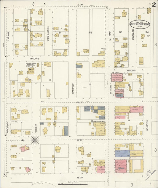 Sanborn Fire Insurance Map from White Sulphur Springs, Meagber County, Montana (1908), Sheet #0002 - Historic Sanborn Fire Insurance Map Print, vintage old map wall art, antique decor, genealogy gift, Montana Montana map
