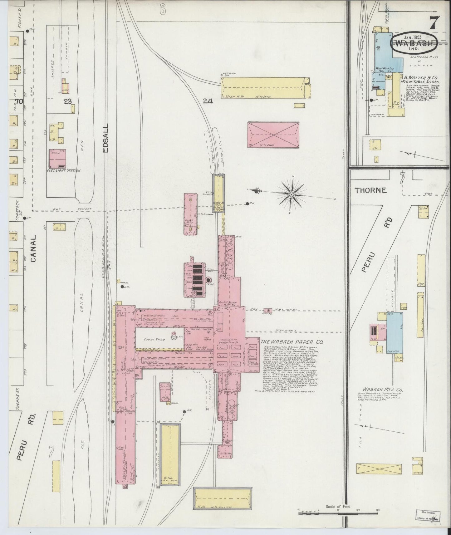 Sanborn Fire Insurance Map from Wabash, Wabash County, Indiana (1893), Sheet #0007 - Complete Map Set gallery image, historic Sanborn map, vintage wall art, Indiana Indiana