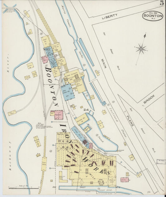 Sanborn Fire Insurance Map from Boonton, Morris County, New Jersey (1886), Sheet #0005 - Historic Sanborn Fire Insurance Map Print, vintage old map wall art, antique decor, genealogy gift, New Jersey New Jersey map