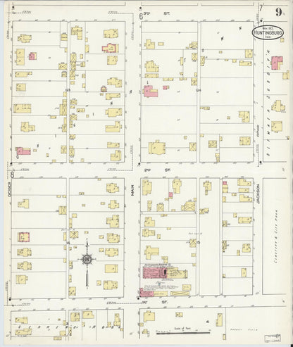Sanborn Fire Insurance Map from Huntingburg, Dubois County, Indiana (1913), Sheet #0009 - Complete Map Set gallery image, historic Sanborn map, vintage wall art, Indiana Indiana