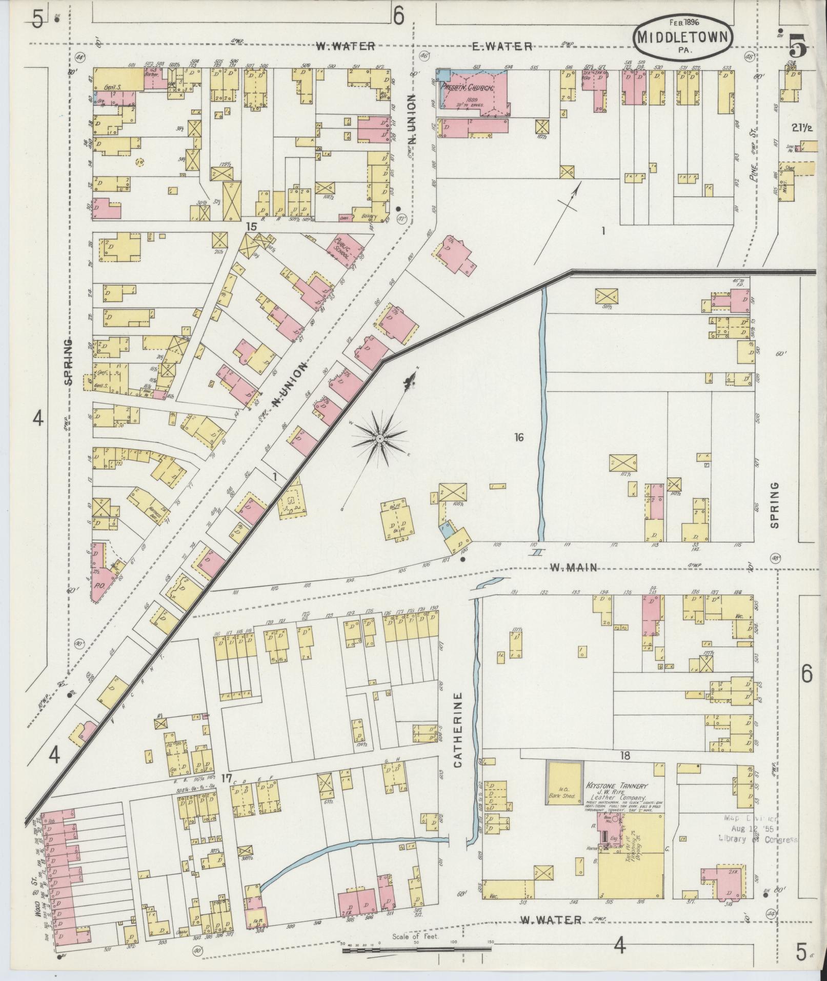 Sanborn Fire Insurance Map from Middletown, Dauphin County, Pennsylvania (1896), Sheet #0005 - Complete Map Set gallery image, historic Sanborn map, vintage wall art, Pennsylvania Pennsylvania