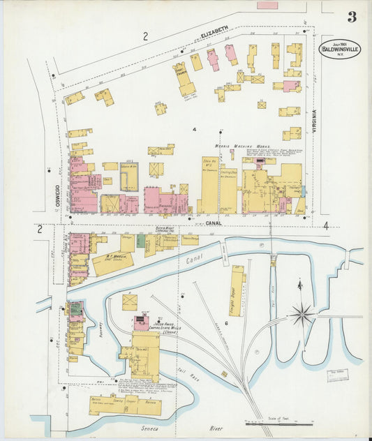 Sanborn Fire Insurance Map from Baldwinsville, Onondaga County, New York (1901), Sheet #0003 - Historic Sanborn Fire Insurance Map Print, vintage old map wall art, antique decor, genealogy gift, New York New York map