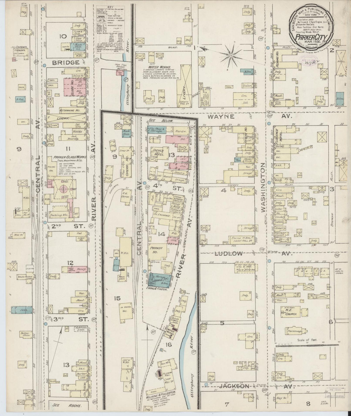 Sanborn Fire Insurance Map from Parkers Landing, Armstrong County, Pennsylvania (1886), Sheet #0001 - Historic Sanborn Fire Insurance Map Print, vintage old map wall art, antique decor, genealogy gift, Pennsylvania Pennsylvania map