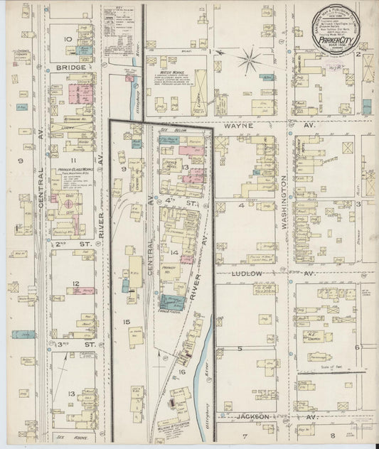 Sanborn Fire Insurance Map from Parkers Landing, Armstrong County, Pennsylvania (1886), Sheet #0001 - Historic Sanborn Fire Insurance Map Print, vintage old map wall art, antique decor, genealogy gift, Pennsylvania Pennsylvania map