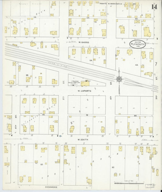 Sanborn Fire Insurance Map from Plymouth, Marhshall County, Indiana (1910), Sheet #0014 - Historic Sanborn Fire Insurance Map Print, vintage old map wall art, antique decor, genealogy gift, Indiana Indiana map