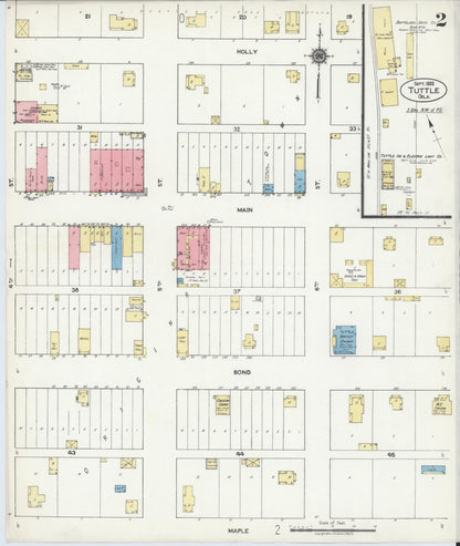 Sanborn Fire Insurance Map from Tuttle, Grady County, Oklahoma (1922), Sheet #0002 - Complete Map Set gallery image, historic Sanborn map, vintage wall art, Oklahoma Oklahoma