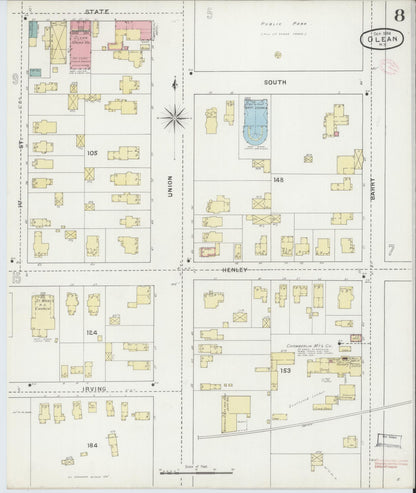 Sanborn Fire Insurance Map from Olean, Cattaraugus County, New York (1894), Sheet #0008 - Complete Map Set gallery image, historic Sanborn map, vintage wall art, New York New York
