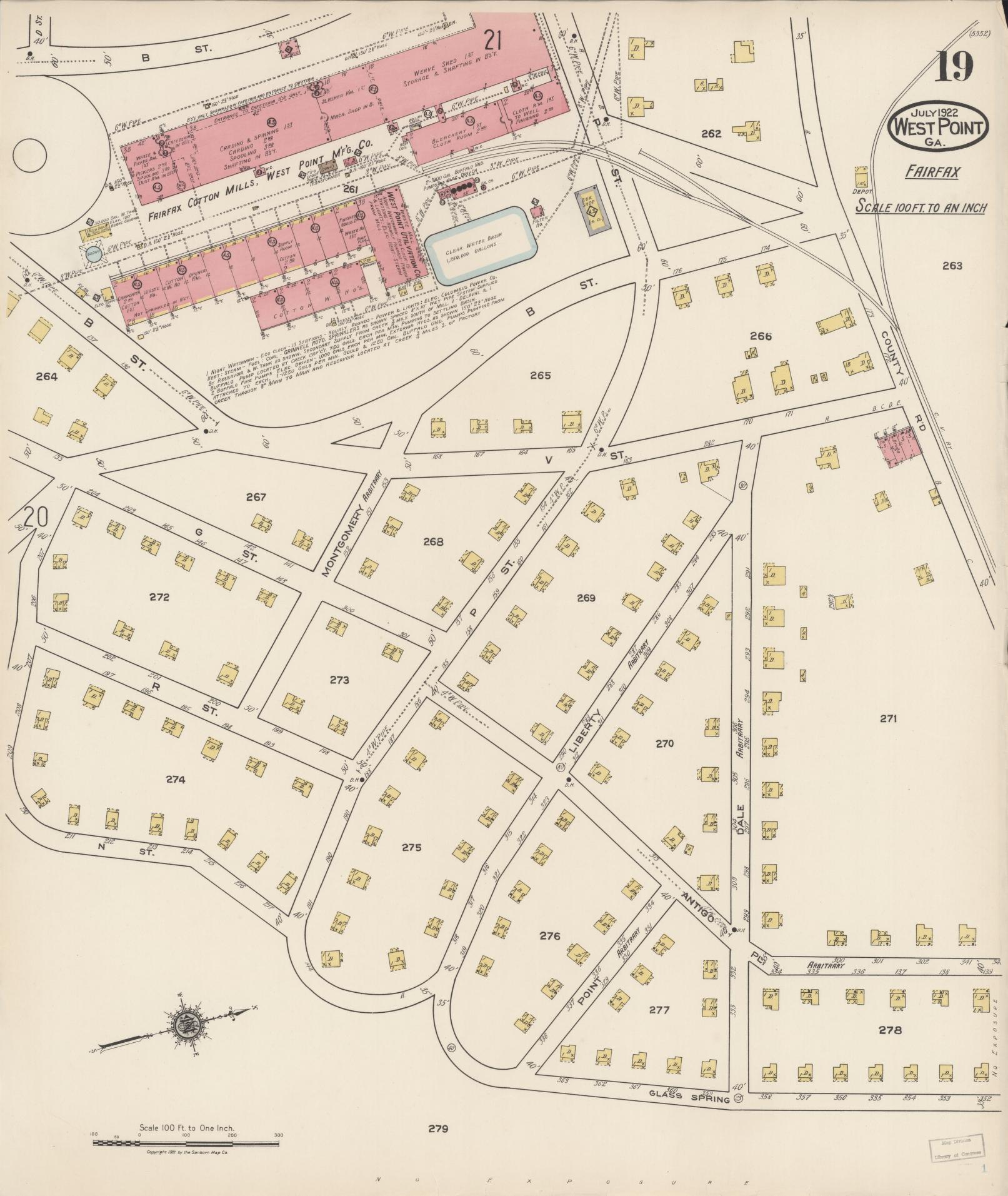 Sanborn Fire Insurance Map from West Point, Troup County, Georgia (1922), Sheet #0019 - Historic Sanborn Fire Insurance Map Print, vintage old map wall art, antique decor, genealogy gift, Alabama Alabama map