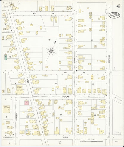 Sanborn Fire Insurance Map from Seaford, Sussex County, Delaware (1904), Sheet #0004 - Complete Map Set gallery image, historic Sanborn map, vintage wall art, Delaware Delaware