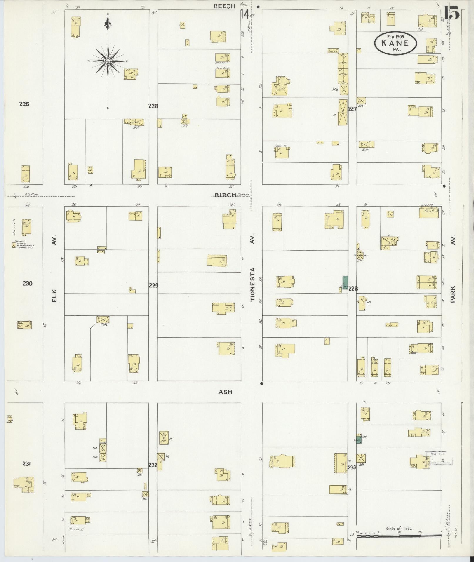 Sanborn Fire Insurance Map from Kane, McKean County, Pennsylvania (1909), Sheet #0015 - Historic Sanborn Fire Insurance Map Print, vintage old map wall art, antique decor, genealogy gift, Pennsylvania Pennsylvania map