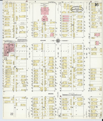 Sanborn Fire Insurance Map from Portsmouth, Scioto County, Ohio (1911), Sheet #0016 - Complete Map Set gallery image, historic Sanborn map, vintage wall art, Ohio Ohio