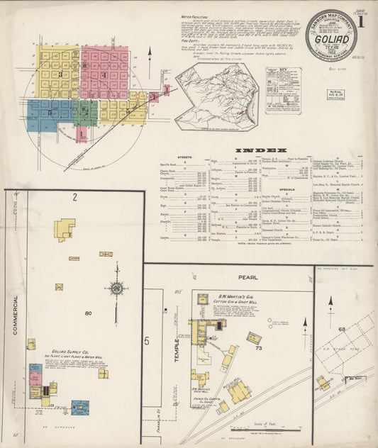 Sanborn Fire Insurance Map from Goliad, Goliad County, Texas (1922), Sheet #0001 - Complete Map Set gallery image, historic Sanborn map, vintage wall art, Texas Texas