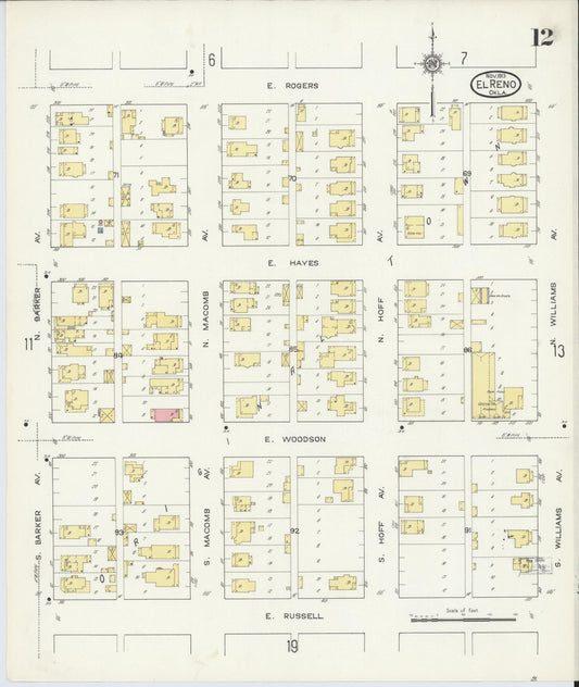Sanborn Fire Insurance Map from El Reno, Canadian County, Oklahoma (1913), Sheet #0012 - Historic Sanborn Fire Insurance Map Print, vintage old map wall art, antique decor, genealogy gift, Oklahoma Oklahoma map