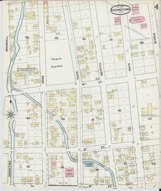 Sanborn Fire Insurance Map from Georgetown, Clear Creek County, Colorado (1890), Sheet #0004 - Historic Sanborn Fire Insurance Map Print, vintage old map wall art, antique decor, genealogy gift, Colorado Colorado map