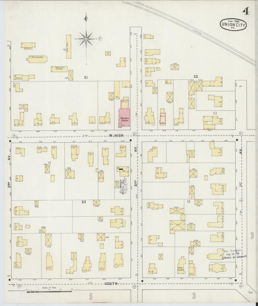 Sanborn Fire Insurance Map from Union City, Erie County, Pennsylvania (1895), Sheet #0004 - Historic Sanborn Fire Insurance Map Print, vintage old map wall art, antique decor, genealogy gift, Pennsylvania Pennsylvania map