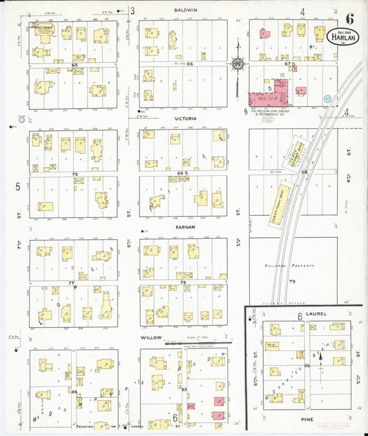 Sanborn Fire Insurance Map from Harlan, Shelby County, Iowa (1918), Sheet #0006 - Historic Sanborn Fire Insurance Map Print, vintage old map wall art