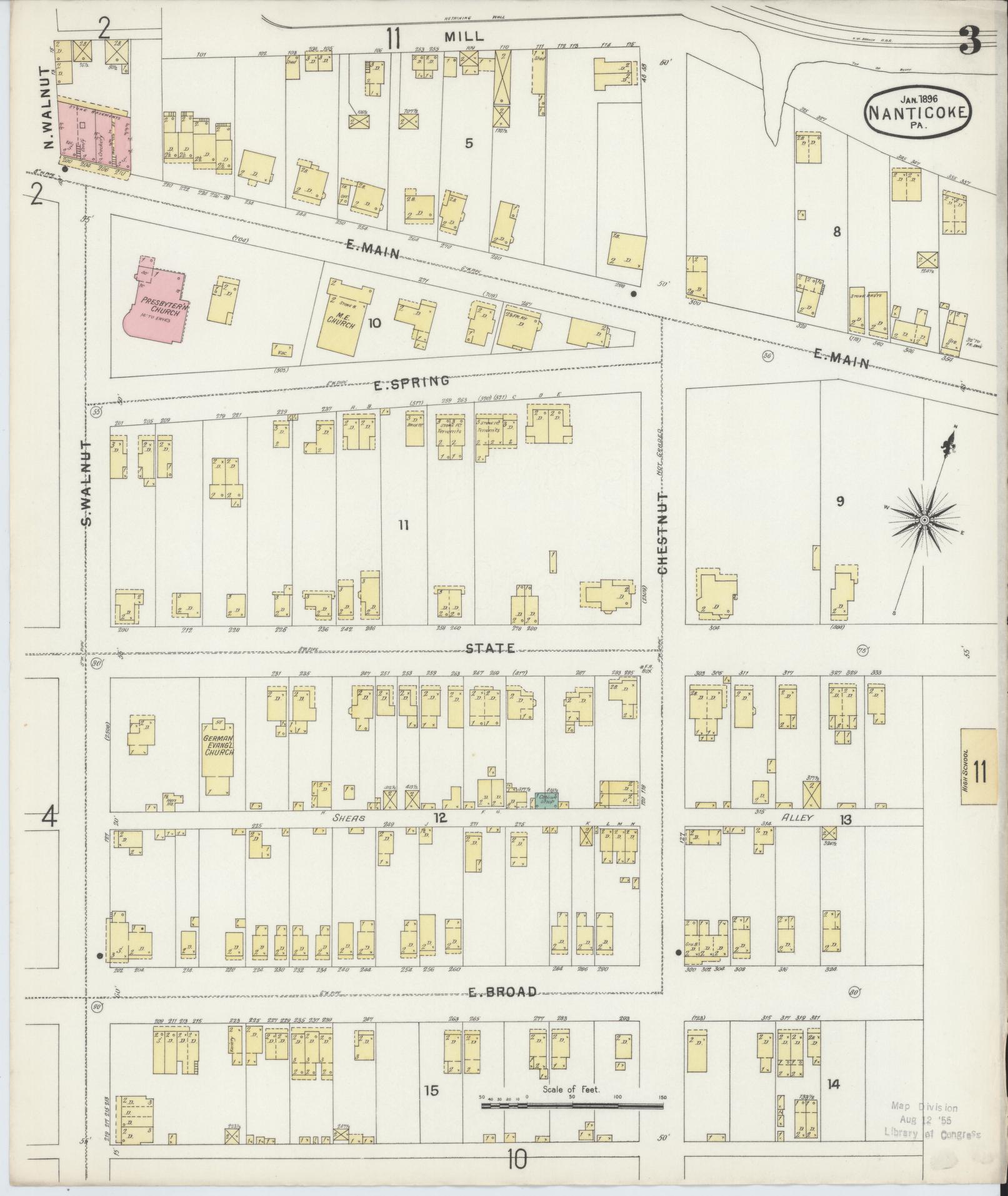 Sanborn Fire Insurance Map from Nanticoke, Luzerne County, Pennsylvania (1896), Sheet #0003 - Complete Map Set gallery image, historic Sanborn map, vintage wall art, Pennsylvania Pennsylvania