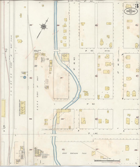 Sanborn Fire Insurance Map from Choteau, Teton County, Montana (1943), Sheet #0003 - Historic Sanborn Fire Insurance Map Print, vintage old map wall art, antique decor, genealogy gift, Montana Montana map