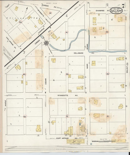 Sanborn Fire Insurance Map from Sallisaw, Sequoyah County, Oklahoma (1933), Sheet #0007 - Complete Map Set gallery image, historic Sanborn map, vintage wall art, Oklahoma Oklahoma