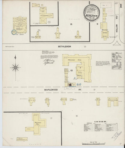 Sanborn Fire Insurance Map from Bethlehem, Grafton County, New Hampshire (1889), Sheet #0001 - Complete Map Set gallery image, historic Sanborn map, vintage wall art, New Hampshire New Hampshire