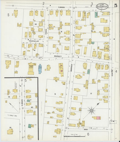 Sanborn Fire Insurance Map from Ellenville, Ulster County, New York (1900), Sheet #0005 - Historic Sanborn Fire Insurance Map Print, vintage old map wall art, antique decor, genealogy gift, New York New York map