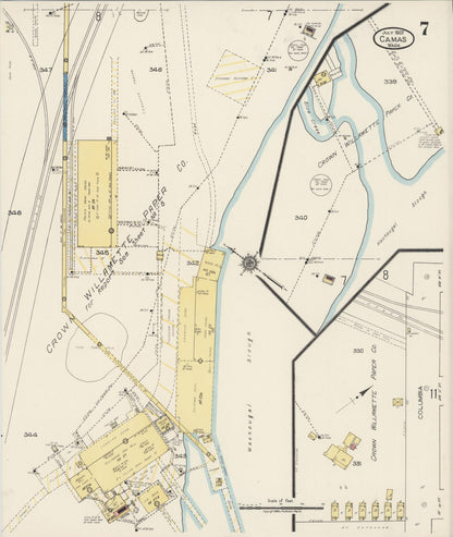 Sanborn Fire Insurance Map from Camas, Clark County, Washington (1922), Sheet #0007 - Complete Map Set gallery image, historic Sanborn map, vintage wall art, Washington Washington
