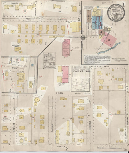 Sanborn Fire Insurance Map from Eatonville, Pierce County, Washington (1933), Sheet #0001 - Complete Map Set gallery image, historic Sanborn map, vintage wall art, Washington Washington
