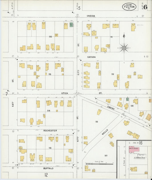Sanborn Fire Insurance Map from Fulton, Oswego County, New York (1901), Sheet #0006 - Historic Sanborn Fire Insurance Map Print, vintage old map wall art, antique decor, genealogy gift, New York New York map