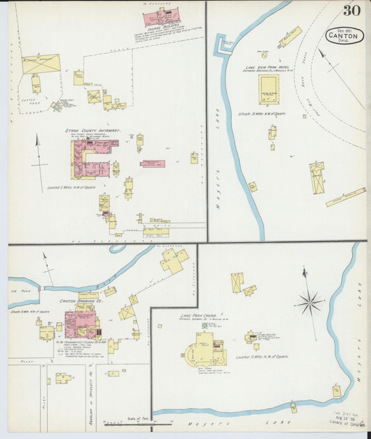 Sanborn Fire Insurance Map from Canton, Stark County, Ohio (1891), Sheet #0030 - Historic Sanborn Fire Insurance Map Print, vintage old map wall art, antique decor, genealogy gift, Ohio Ohio map