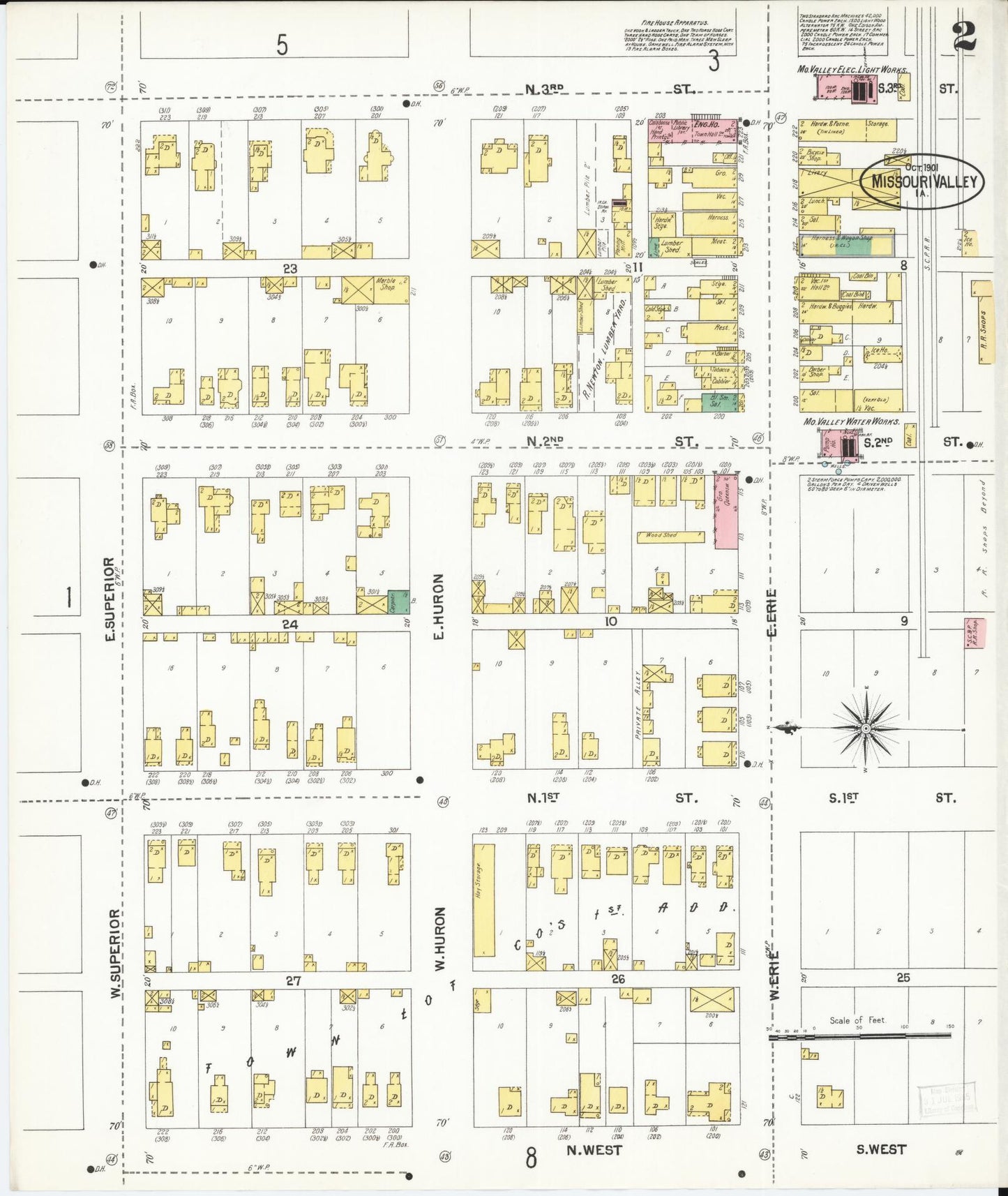 Sanborn Fire Insurance Map from Missouri Valley, Harrison County, Iowa (1901), Sheet #0002 - Complete Map Set gallery image, historic Sanborn map, vintage wall art, Missouri Missouri