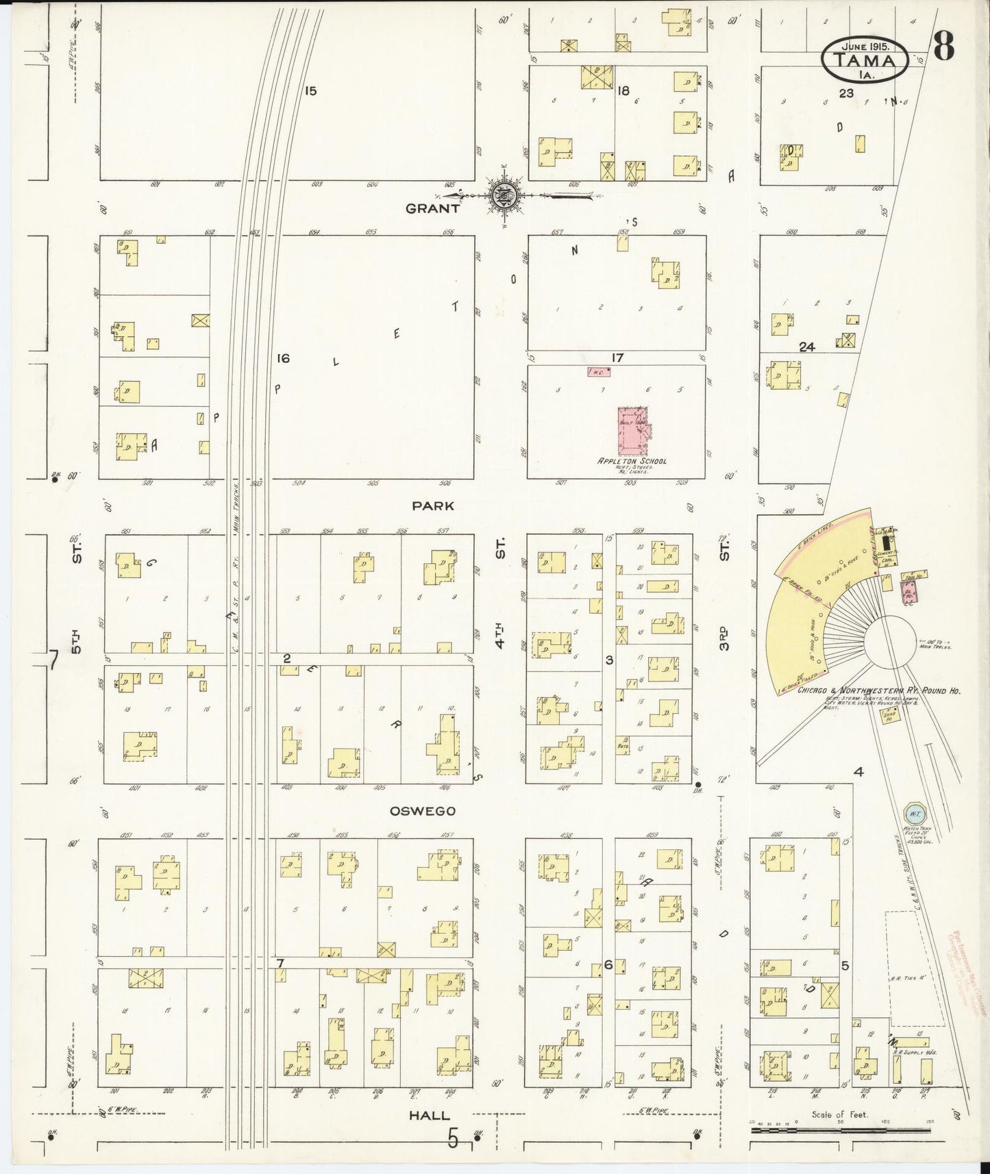 Sanborn Fire Insurance Map from Tama, Tama County, Iowa (1915), Sheet #0008 - Historic Sanborn Fire Insurance Map Print
