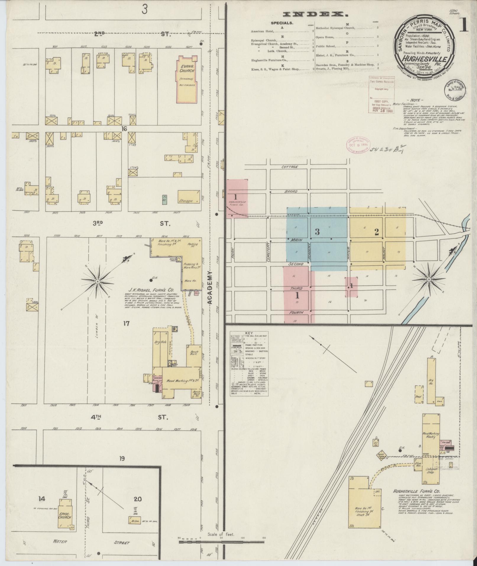 Sanborn Fire Insurance Map from Hughesville, Lycoming County, Pennsylvania. (1896) – Historic Sanborn Fire Insurance Map Print