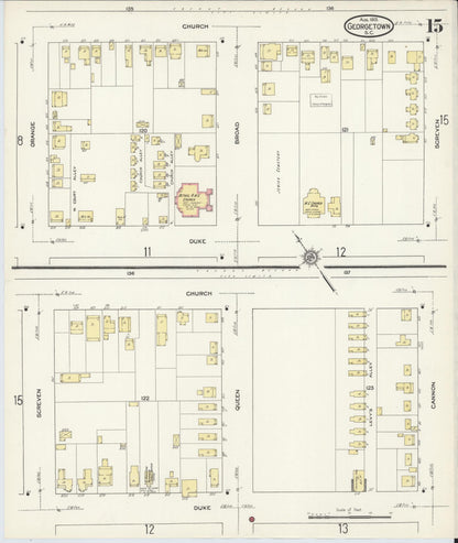 Sanborn Fire Insurance Map from Georgetown, Georgetown County, South Carolina (1913), Sheet #0015 - Complete Map Set gallery image, historic Sanborn map, vintage wall art, South Carolina South Carolina