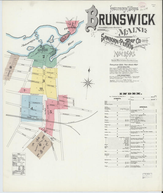 Sanborn Fire Insurance Map from Brunswick, Cumberland County, Maine. (1895) – Historic Sanborn Fire Insurance Map Print
