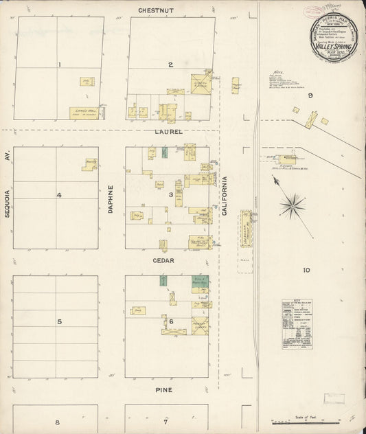 Sanborn Fire Insurance Map from Valley Spring, Calaveras County, California. (1890) – Historic Sanborn Fire Insurance Map Print
