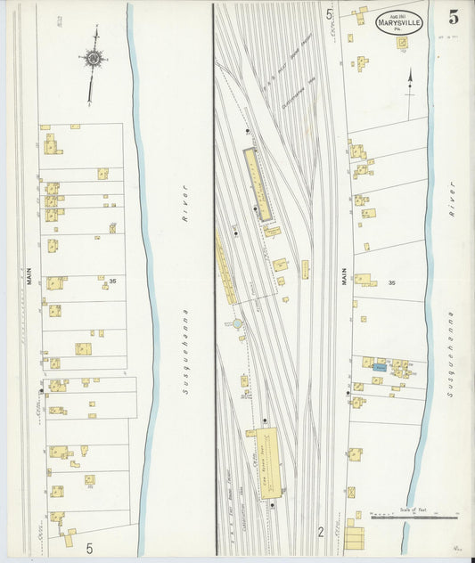 Sanborn Fire Insurance Map from Marysville, Perry County, Pennsylvania (1911), Sheet #0005 - Historic Sanborn Fire Insurance Map Print, vintage old map wall art, antique decor, genealogy gift, Pennsylvania Pennsylvania map