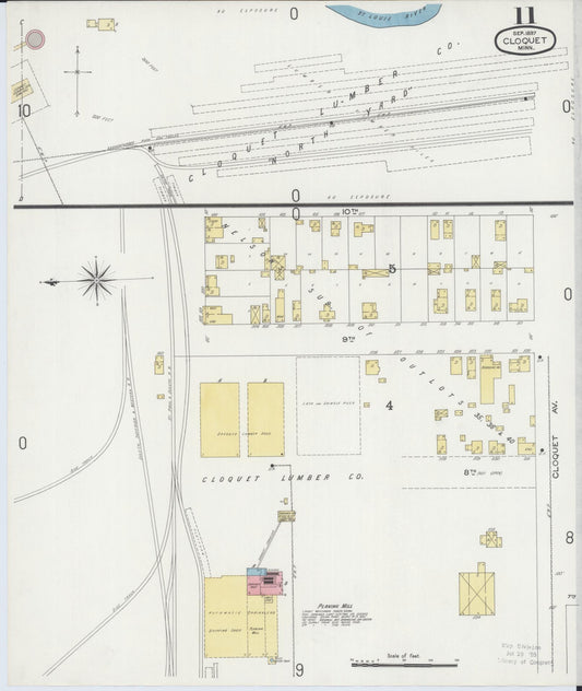 Sanborn Fire Insurance Map from Cloquet, Carlton County, Minnesota (1897), Sheet #0011 - Historic Sanborn Fire Insurance Map Print, vintage old map wall art, antique decor, genealogy gift, Minnesota Minnesota map