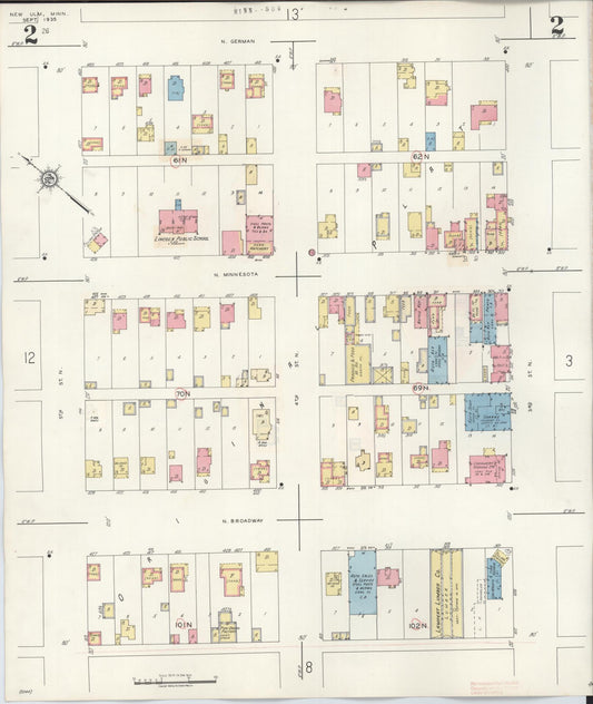 Sanborn Fire Insurance Map from New Ulm, Brown County, Minnesota (1946), Sheet #0002 - Historic Sanborn Fire Insurance Map Print, vintage old map wall art, antique decor, genealogy gift, Minnesota Minnesota map