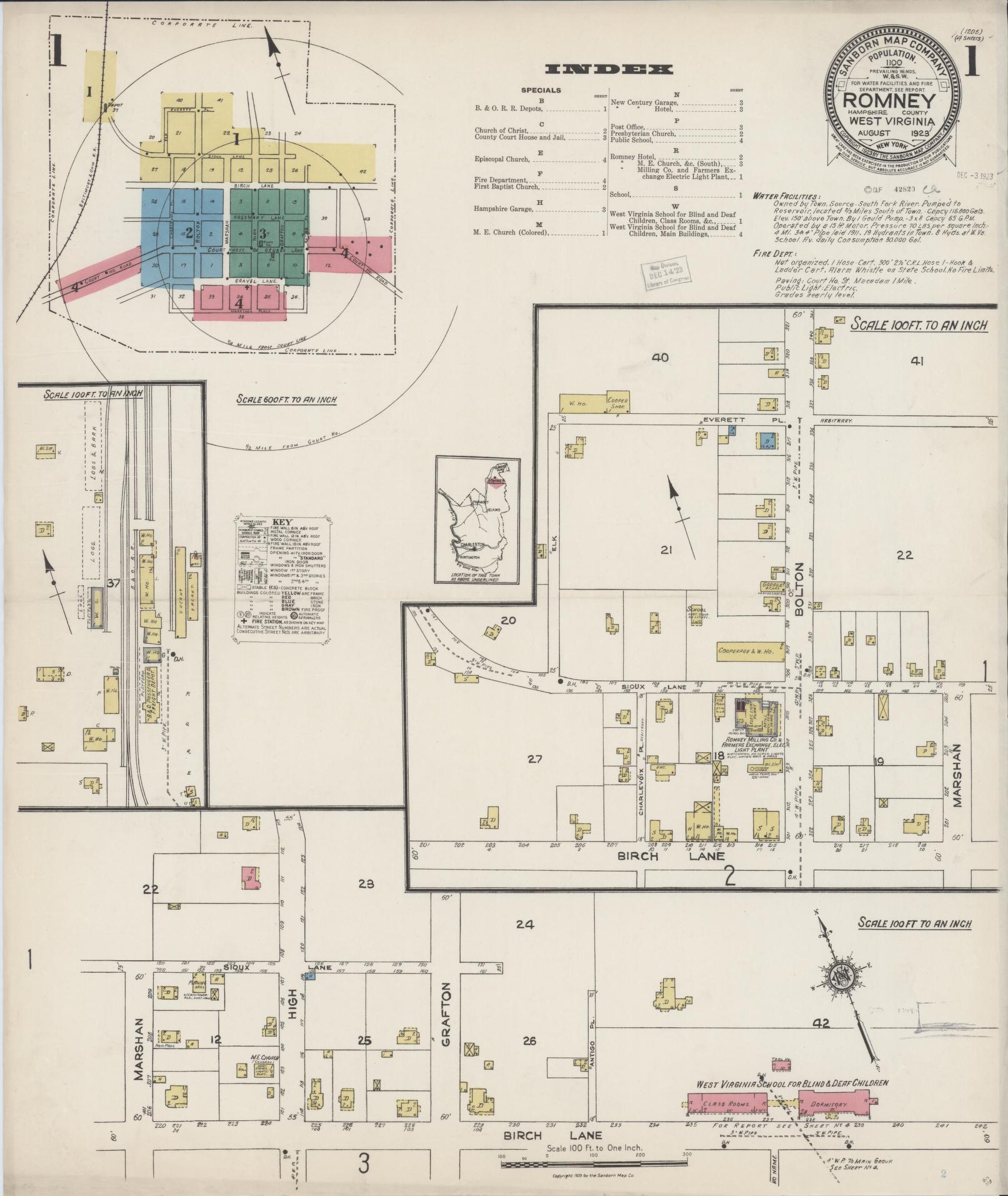 Sanborn Fire Insurance Map from Romney, Hampshire County, West Virginia. (1923) – Historic Sanborn Fire Insurance Map Print
