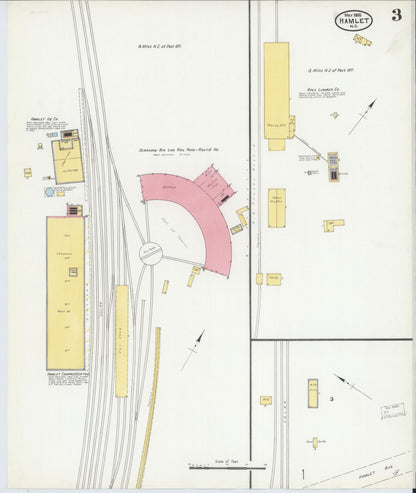 Sanborn Fire Insurance Map from Hamlet, Richmond County, North Carolina (1905), Sheet #0003 - Historic Sanborn Fire Insurance Map Print, vintage old map wall art, antique decor, genealogy gift, North Carolina North Carolina map