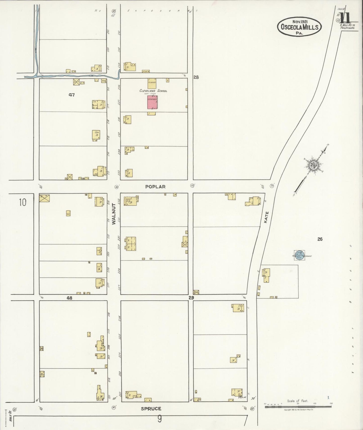 Sanborn Fire Insurance Map from Osceola Mills, Clearfield County, Pennsylvania (1921), Sheet #0011 - Complete Map Set gallery image, historic Sanborn map, vintage wall art, Pennsylvania Pennsylvania