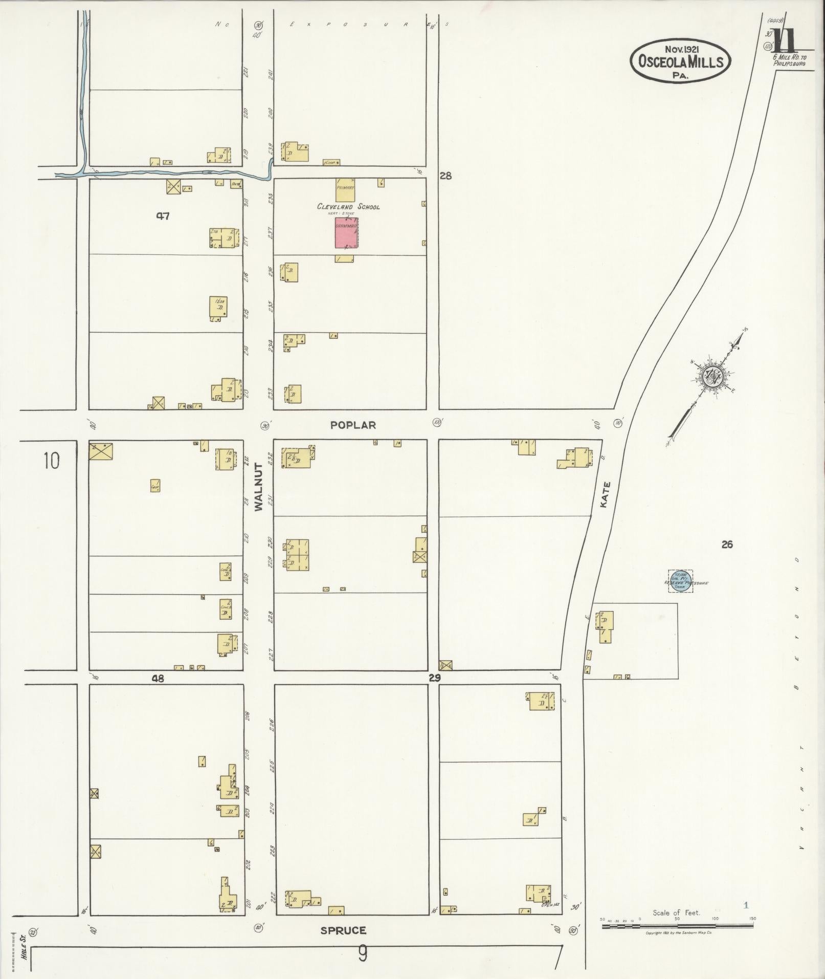 Sanborn Fire Insurance Map from Osceola Mills, Clearfield County, Pennsylvania (1921), Sheet #0011 - Complete Map Set gallery image, historic Sanborn map, vintage wall art, Pennsylvania Pennsylvania