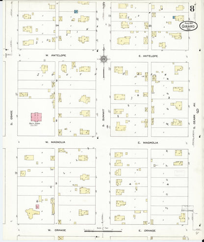 Sanborn Fire Insurance Map from Girard, Crawford County, Kansas (1912), Sheet #0008 - Complete Map Set gallery image, historic Sanborn map, vintage wall art, Kansas Kansas