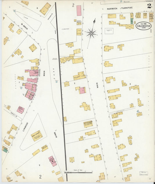 Sanborn Fire Insurance Map from Colchester, New London County, Connecticut (1908), Sheet #0002 - Historic Sanborn Fire Insurance Map Print, vintage old map wall art, antique decor, genealogy gift, Connecticut Connecticut map