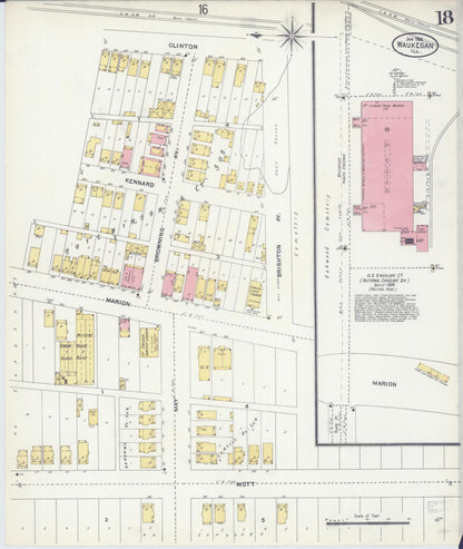 Sanborn Fire Insurance Map from Waukegan, Lake County, Illinois (1906), Sheet #0018 - Complete Map Set gallery image, historic Sanborn map, vintage wall art, Illinois Illinois