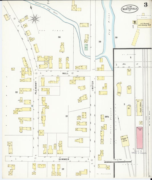 Sanborn Fire Insurance Map from Northfield, Washington County, Vermont (1897), Sheet #0003 - Historic Sanborn Fire Insurance Map Print, vintage old map wall art, antique decor, genealogy gift, Vermont Vermont map